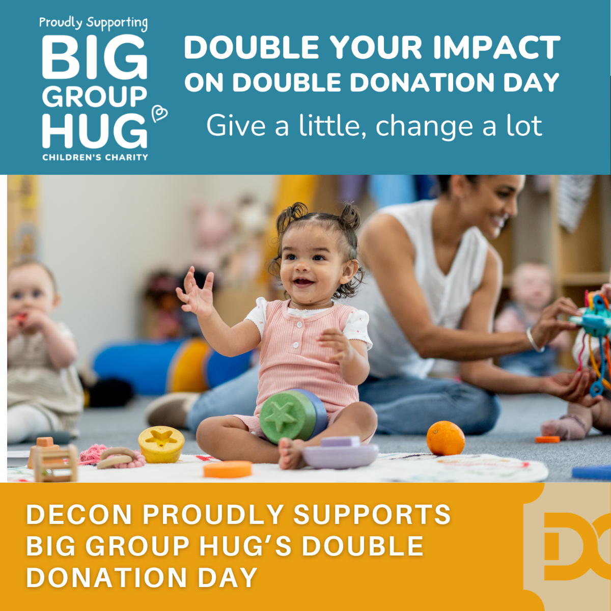 Decon Proudly Supports Big Group Hug's Double Donation Day