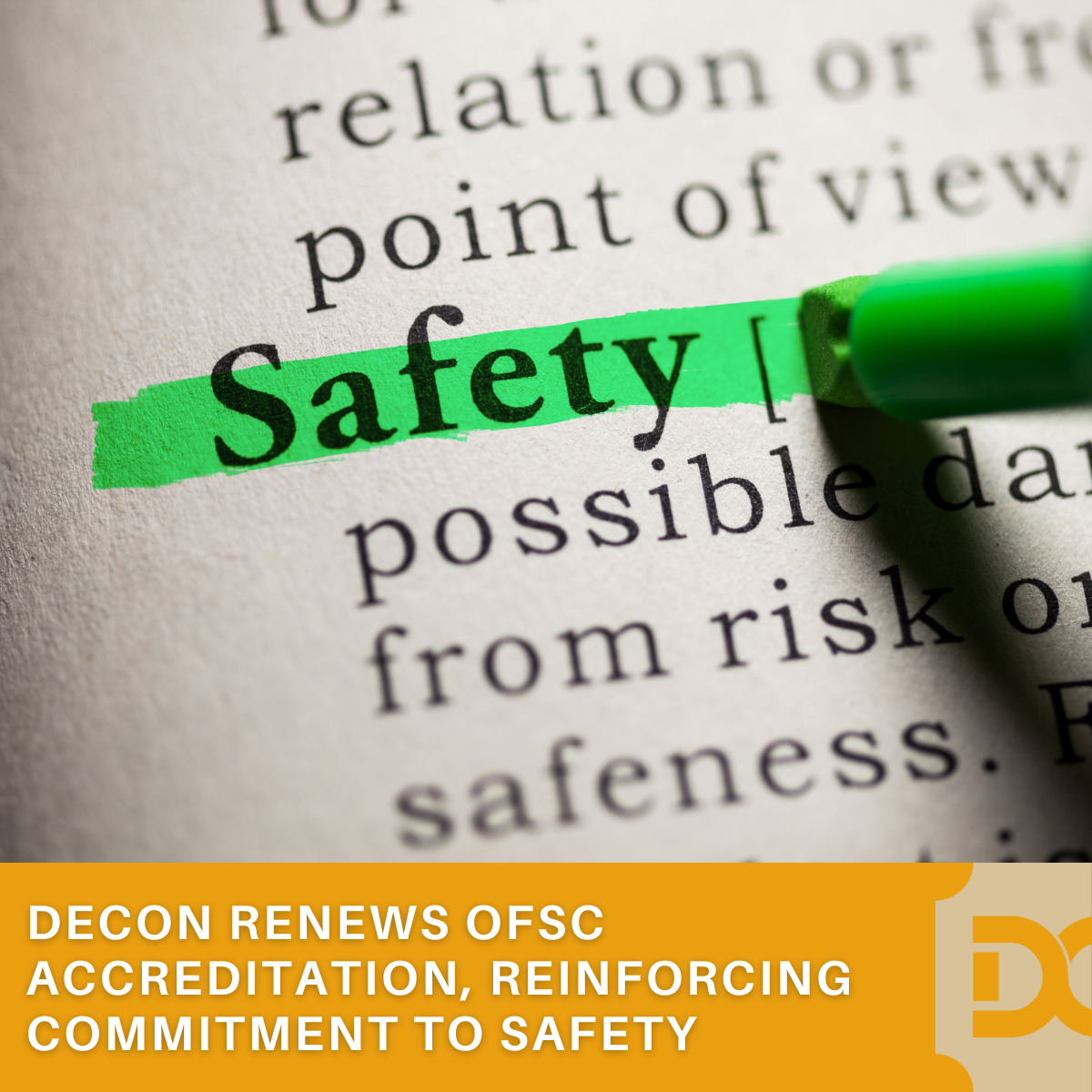 Decon Corporation Renews OFSC Accreditation, Reinforcing Commitment to Safety